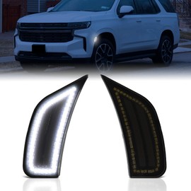 AreLokpri Front Side Marker Light Compatible with 2021-2024 Yukon XL Denali/Chevy Tahoe/Suburban/Escalade ESV,LED Side Marker Lamps Smoked Lens, 2-Pack