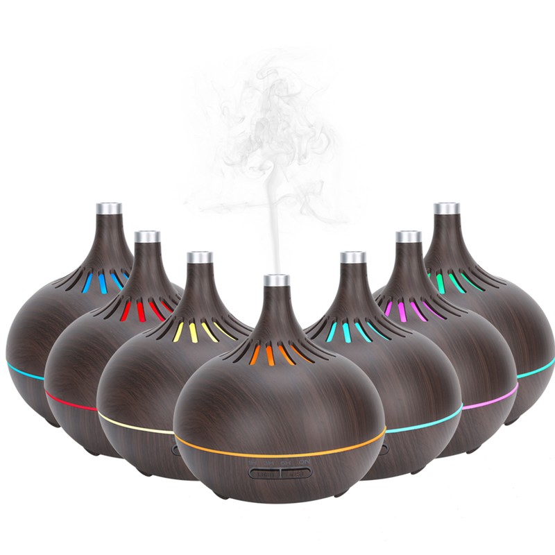 Wood Grain Home Humidifier Ultrasonic Aroma Diffuser with LED Light