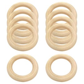 ccHuDE 10 Pcs 70mm Unfinished Natural Wood Rings Lightweight Wooden Rings Round Wood Circles Small Wooden Macrame Rings Thick Smooth Wooden Circles for Macrame Supplies