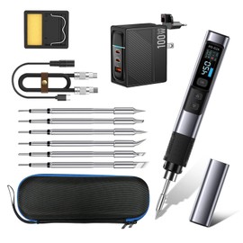HS-02A 100W Portable Soldering Iron Set, Smart Digital Mini Soldering Iron, DC/PD Soldering Iron Pen Tool with 6 Soldering Tips, 100-450°C Fast Heating