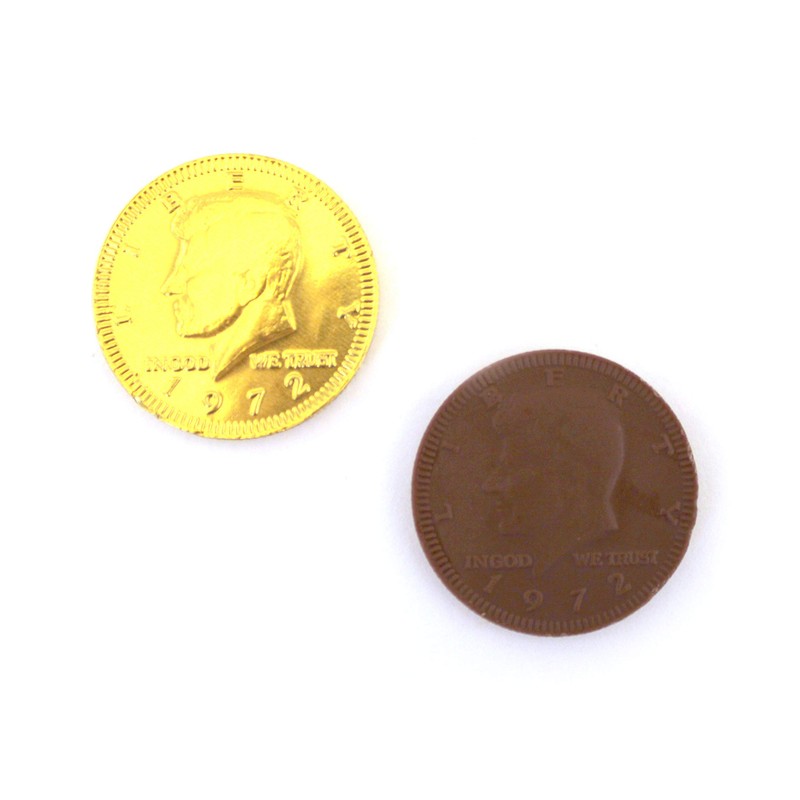 LaetaFood Pack, Gold Foiled Wrapped Milk Chocolate Coins Candy, Half