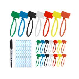 Abiyou Kabelbinder Tags Bunte, 250 Stück 150MM x 3MM Kabelbinder mit Etikett, Kabelbinder Etiketten Senden 4 Aufkleber und 1 Markierungsstift, Kabel Beschriftung, für Zuhause, Büro, Garten, Garage