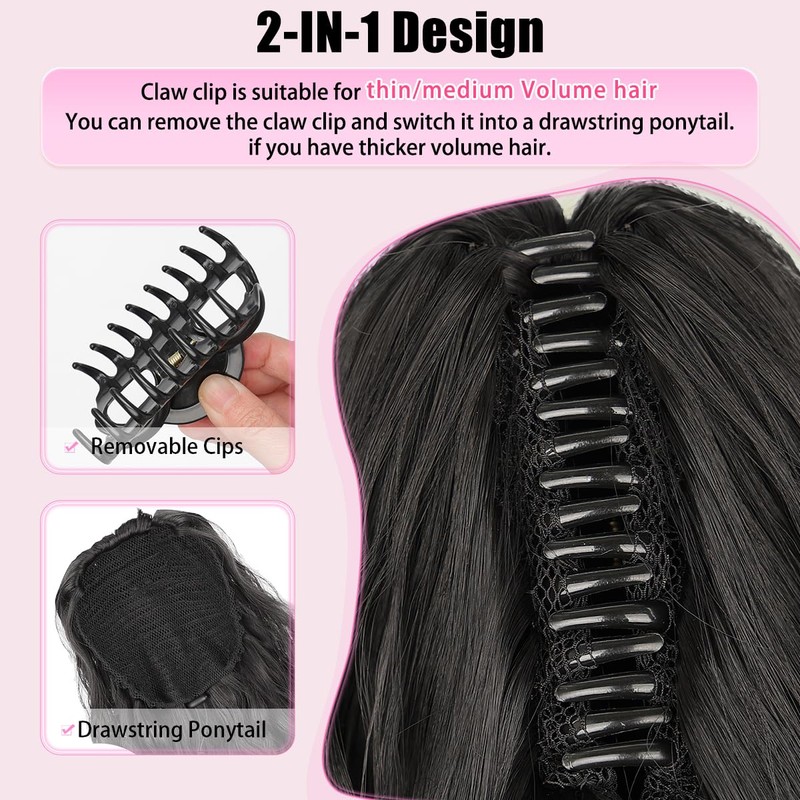 Ponytail Extension, Claw Clip Ponytail Extension Long Wave Ponytail Extensions
