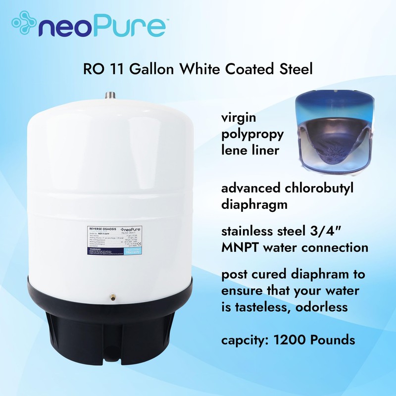 NeoPure 11 Gallon Reverse Osmosis Water Storage Tank, White –