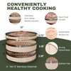 2-tier 12" Bamboo Steamer with Reinforcement & Handle, Reusable Silicone