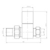 London Taps Square Straight Radiator Valve, Standard 15mm Connection, Chrome