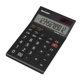 Sharp EL-124TWH Office Desktop Calculator - Black/White