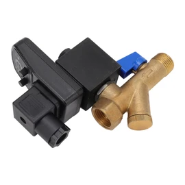 Electronic Drain Valve, 16bar Working Pressure, Brass, Noise, DN15 G1/2 Automatic Drain Valve for Air Compressor with Drainage Duration Setting for 0.5-10s, Drainage (Opt-B AC230V)