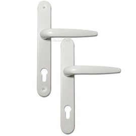 Pair of Trojan Sparta 92PZ Long backplate White Powder Coated Sprung Lever/Lever uPVC Door Handle Set