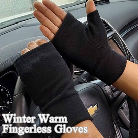 Winter Warm Fingerless Gloves with Wrist Warmers Thermal Fleece Half Finger Mittens with Thumb Hole for Women Men Soft Stretchy Touchscreen Gloves Driving Glove for Typing Working Cycling Running