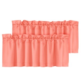 H.VERSAILTEX Blackout Valances for Windows,Short Window Valances Curtains for Living Room/Bedroom/Bathroom Privacy Decorative Rod Pocket ，2 Panels，52" W x 18" L, Coral