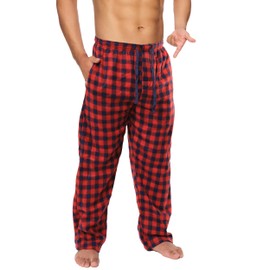 Active Club Mens Fleece Pajama Pants Big and Tall - Plaid Mens Pajama Bottoms - Mens Lounge Pants with Pockets - Men's Sleepwear (Buffalo Red Plaid, 3X)