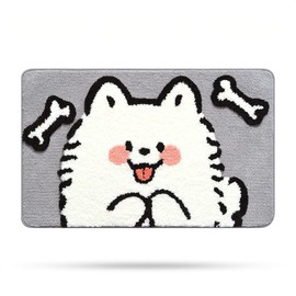 Cute Animal Bath Mat, Extra Soft Absorbent Bath Rug, Non-Slip Comfortable Bathroom Rug, Carpet for Tub, Shower, Bath Room, Machine Wash Dry, 20"x31", Samoyed