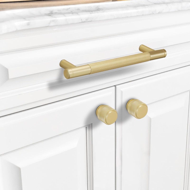 BUKOBYHE 20 Pack 5 Inch(128mm) Brushed Brass Kitchen Cabinet Handles