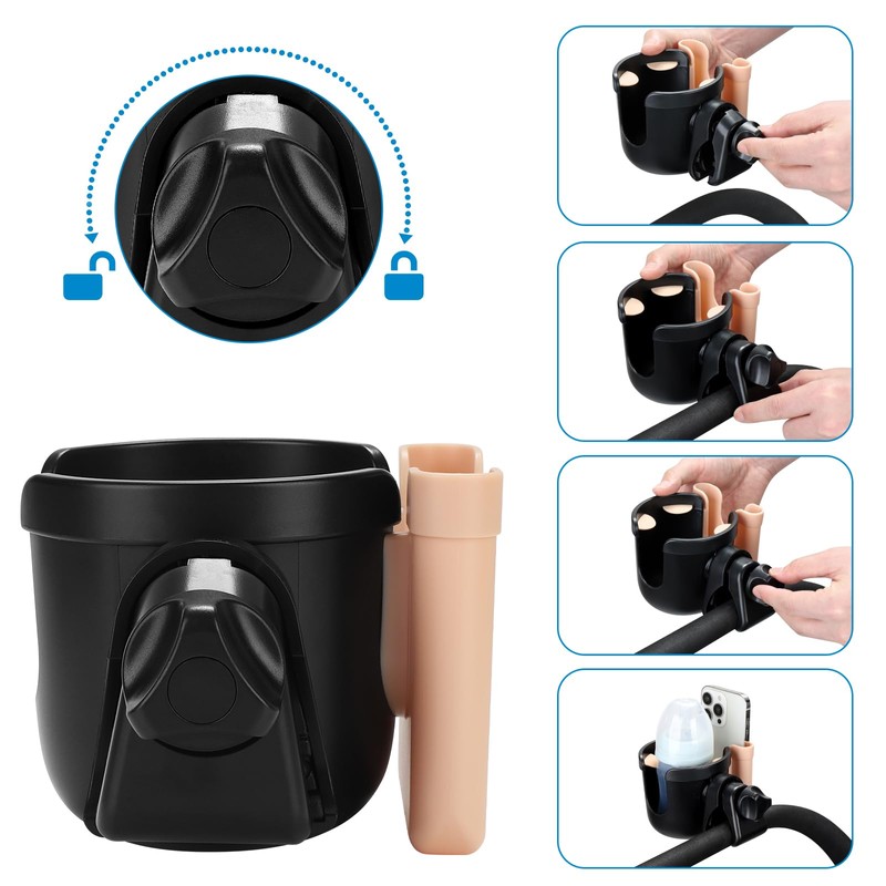 Accmor 2-in-1 Walker Cup Holder with Phone Holder, Wheelchair Cup
