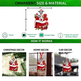 Talataca Whippet in Red Santa Gift Bag Gifts 2D Flat Car Rear View Mirror Accessories Christmas Tree Ornament Decoration Hanging Charm Interior Rearview Pendant Decor Gift