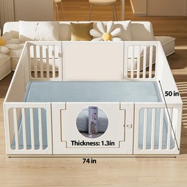 MABOZOO Extra Thick 1.3 Inch Baby Play Mat, 74 * 50 Inch Baby Floor Mat Memory Foam Playpen Mat for Babies, Toddlers, Infants, Baby Playmat Crawling Mat Activity Playmat for Indoor & Outdoor