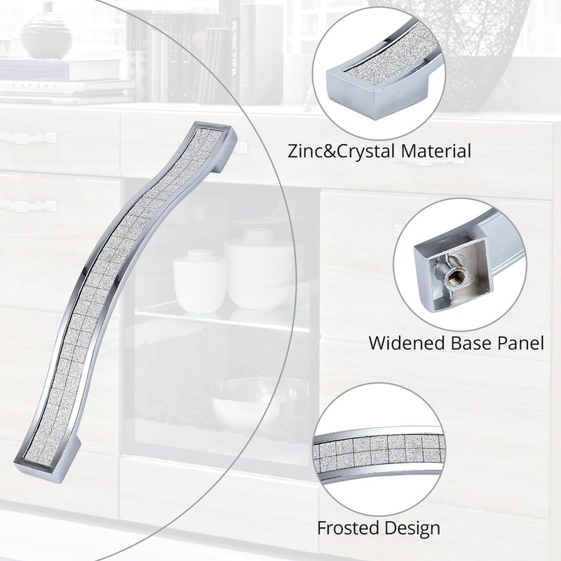 Justech Door Handles 10PCs Modern Crystal Diamond Door Knobs 128mm