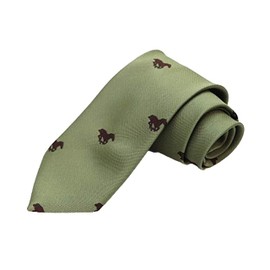 GANJI Business Necktie, Jacquard Woven Racehorse Pattern Tie, Thoroughbred, Made in Japan, 8 Colors Composition, Horse Pattern, Box Included, green, Free size