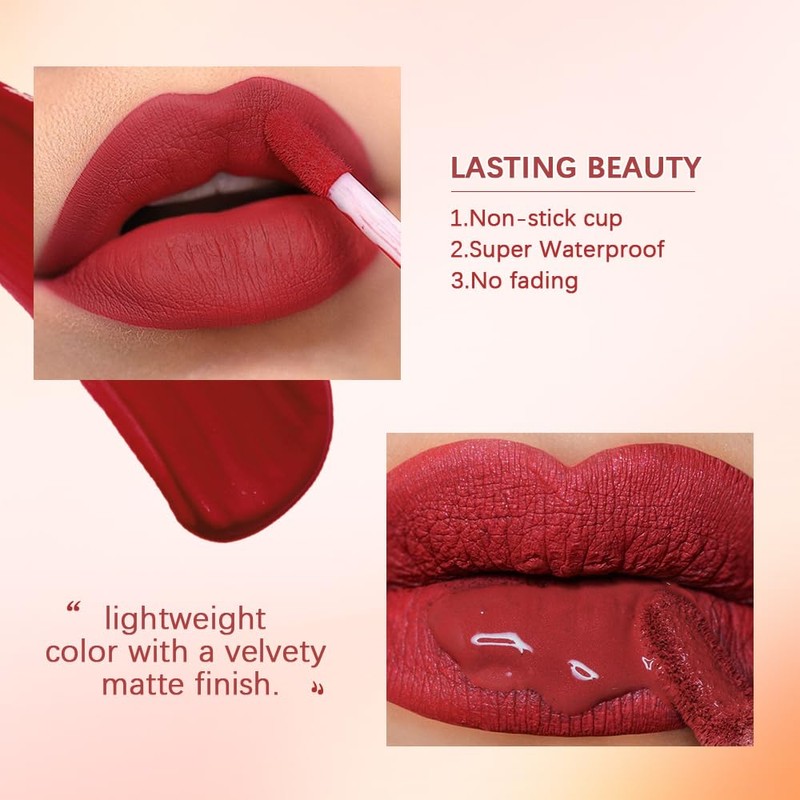 MYUANGO Matte Liquid Lipstick, Ultra-Intense Pigmented Creamy Formula, Long Lasting,