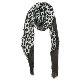 Blue Pacific Animal Print Cashmere and Silk Scarf in Grey & White
