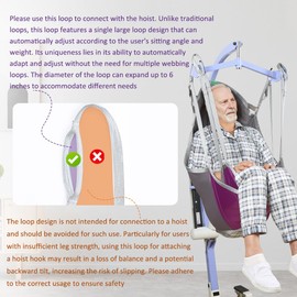 EZ Assistive Patient Lift Sling,Divided Leg Sling with Low or High Back, Lift Sling for Transfer and Positioning and Lifting, 500lb Weight Capacity (Medium-High Back)