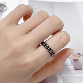 Let Them Band Rings for Women Men Self Worth Motivational Inspirational Ring Stainless Steel Encouragement Wedding Bands Stacking Couple Friendship Gift to Sorority Jewelry Valentine's Day (Black,9)