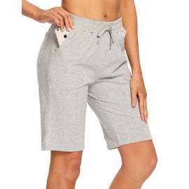 EZRUN Bermudas para mujer con bolsillos, Pantalones para correr., gris, X-large