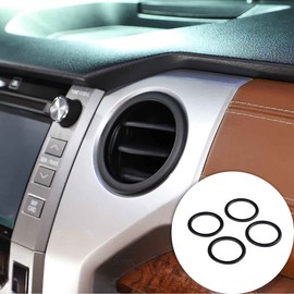 Car Center Console Air Conditioner Vent Outlet Decoration Ring Cover Trim for Toyota Tundra 2014-2021, Matte Black 4pcs