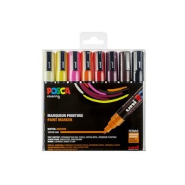uni-ball POSCA (182517) Medium Bullet Tip Marker Pens Set of 8 Warm Colours