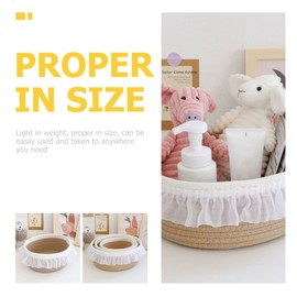 FRCOLOR Household Woven Rope Storage Basket Decorative Organizer for Cosmetics Accessories Versatile Rope Design for Home Office Decor