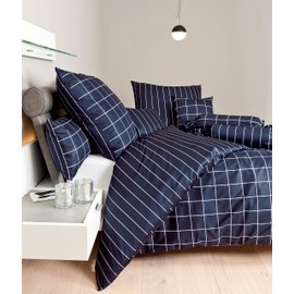 Janine Mako Satin Bed Linen Modern Classic 80 x 80 cm Nightshade Blue Colour 12