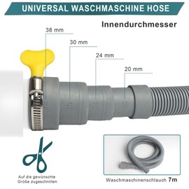 SDLDEER Washing Machine Drain Hose, 7 m Extension, Universal Waste Water Hose, Includes Bracket, Hose Connector and Hose Clamp