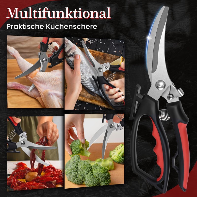 Poultry Scissors, Professional Household Scissors, Kitchen Scissors, Stainless Steel, Heavy