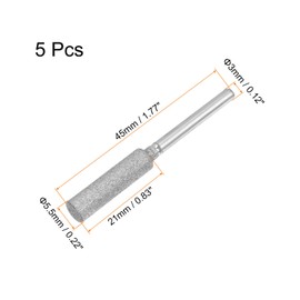 sourcing map 5pcs Diamond Chainsaw Sharpener Bits 7/32" 5.5mm Cylinder Head Electric Chain Saw Grinder