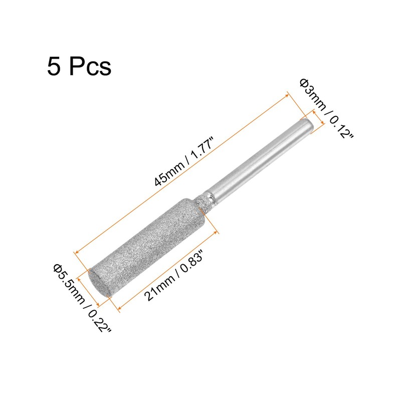 sourcing map 5pcs Diamond Chainsaw Sharpener Bits 7/32" 5.5mm Cylinder