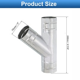 TOP-VIGOR 4" Inch to 4" Inch Wye Shape Duct Splitter, 45° Degree Dust Fitting Adapter, 3 Way Duct Hose Connector, Galvanized Steel Branch for Exhaust Fan, Dryer Vent Hose, Industrial HVAC Ventilation