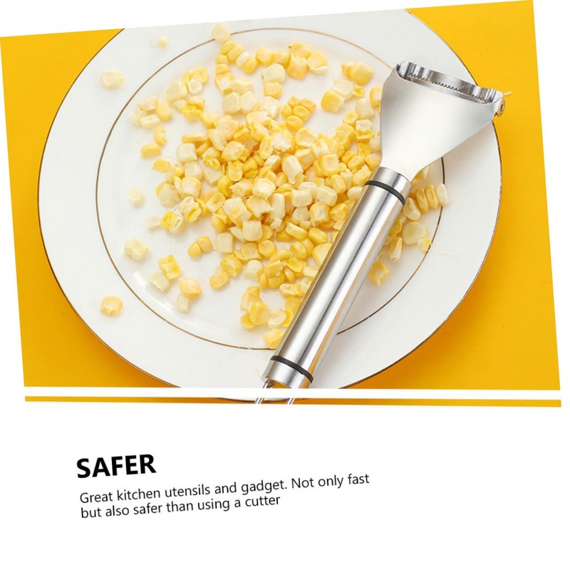 KICHOUSE Ergonomic Handle Corn Peeler Stainless Steel Stripper Kitchen Essential