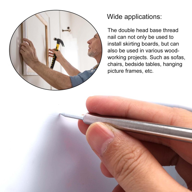 Ksrnsne Pack of 400 Seamless Nail with Double-Headed Skirting Thread