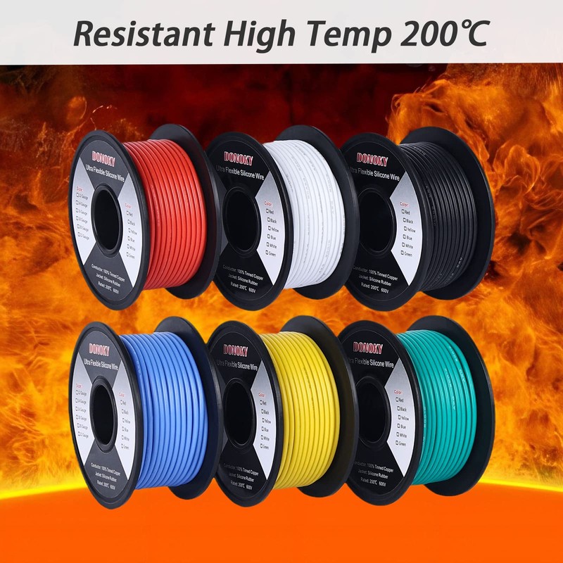 DONOKY 20 Gauge 20 AWG Silicone Wire Spools - 50ft