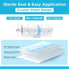 OK TAPE Tattoo Aftercare Bandage 6 in x 6 yd,Second Skin Tattoo Cover Up Patch for Faster Healing and Skin Recovery,Waterproof Transparent Latex-Free Film,Tattoos Supplies