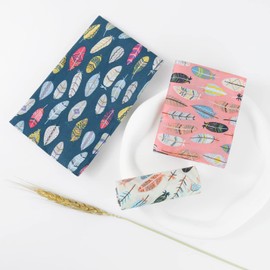 HOULIFE Colorful Feather Pattern Handkerchiefs Ladies 100% 60S Cotton Cute Print Hankies for Womens Girls Students, 6 Pieces, 34x34cm/13x13”