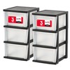 IRIS USA Plastic Drawer Storage Organizer, 3-Drawers, 2-Pack, for Classroom