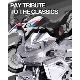 Piececool 3D Puzzle Metal Silver Motorcycle, Classic Transportation Craft Model Kits for Adults to Build, 3D Puzzles Adult Teens for 304 Stainless Steel, Ideal as Gifts, Home Decoration, 72 Pieces