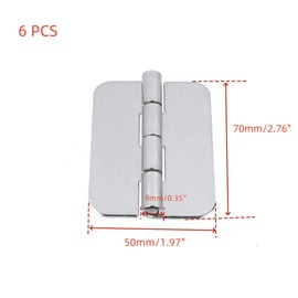 T Tulead Weldable Hinges Stainless Steel Round Corner Welding Butt Hinge Heavy Duty Hinges for Trailer Door Gates, Doors, Gift Boxes, Suitcases, 6 Pcs, Silver