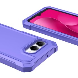WODAF Case Compatible with T-Mobile REVVL 8, with Screen Protector Hard PC Front Frame and Soft TPU Back, Shockproof Bumper Cover (Purple)