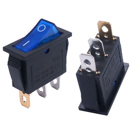 Twidec/5Pcs Rocker Switch Toggle AC 20A/125V 15A/250V SPST 3 Pins 2 Position ON/OFF Blue LED Light Illuminated Boat Switch KCD3-101N-BU