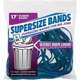 Alliance Rubber 08995 SuperSize Bands, 17" Blue Large Heavy Duty Latex Rubber Bands (4 ounce resealable bag contains approx. 12 bands)