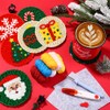 XIMISHOP 8PCS Christmas Punch Needle Coasters Kit，Easy Punch Needle Starter