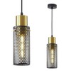 Omgomne Modern Pendant Light Fixtures, Black Gold Cylinder Pendant Lapms